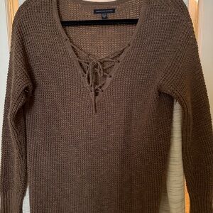 American Eagle Outfitters Brown V-Neck Sweater